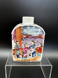 Antique Qianlong 18th C Chinese Famille Rose Porcelain Tea Caddy As Is No Lid