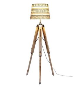 Vintage Classic Teak Wood Tripod Floor Lamp Nautical Floor Home Decor Lamp