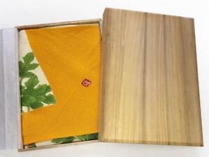Vintage Japanese Silk Chirimen Furoshiki Original Kiri Wood Paulownia Box Janyc