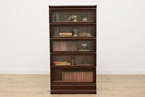 Globe Antique Oak Office Library 5 Stack Bookcase Display 48526