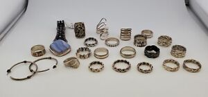 Unique Vintage Sterling Silver Jewelry Lot 925 Rings Earrings Pendant