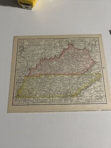 Rand Mcnally Co Antique 1901 Map Of Kentucky Tennessee 7x6