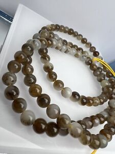 Hetian Jade Nephrite 6mmx108 Beads Necklace 34g