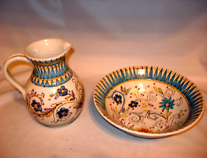 Excellent Porcelain Pitcher And Wash Basin Bowl Made In Italy Kc 37a
