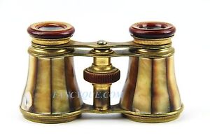 Antique French Opera Glasses Golden Honey Mother Of Pearl 186 Paris