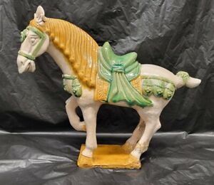 19th C Chinese Tang Dynasty War Horse Statue 11 5 