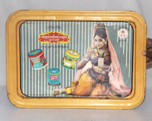 Old Vintage Tin Tray Plate Litho Ad Print Salguram Kashinath Perfumers Tray R0