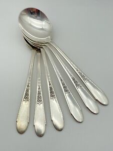 6 Wm Rogers Son 1941 Priscilla Lady Ann Dinner Spoons Silverplate Is