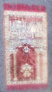 Antique Turkish Pictorial Prayer Meditation Rug 22 X 39 Hand Made
