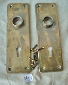 Door Knob Back Plates Pr Old Patina Brass Plated Mission 5 3 4 H X 1 3 4 W