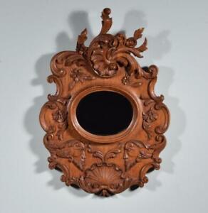 Vintage French Louis Xv Rococo Highly Carved Mirror In Oak Frame