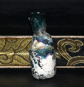 Ancient Roman Iridescent Glass Bottle From Central Asia In Good Condition