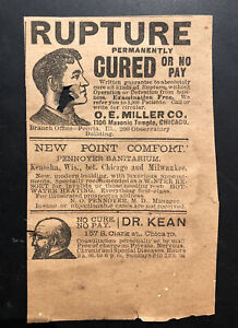 1894 Antique Newspaper Rupture Cured Ad Quack Doctor Odd Medical Apothecary