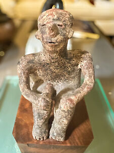 Pre Columbian Terracotta Seated Male Figure 6 X 4 X 4 