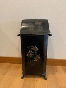 Antique Victorian Coal Hod Tole Bin Scuttle Box Fireplace Hearth