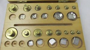 Vintage Wood Box Of Henry Troemner Brass Scale Weights Phila 