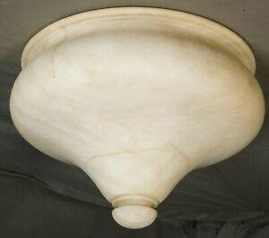 Antique Carved Figured Alabaster Chandelier Pendant Dome Classical Bowl Shade