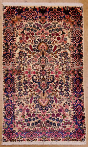 Ivory Red Kermann Floral Hand Knotted Wool Oriental Area Rug 3 X 4 11 