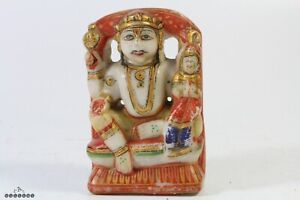 Antique Indian Hindu Carved Painted Alabaster Deity Provenance