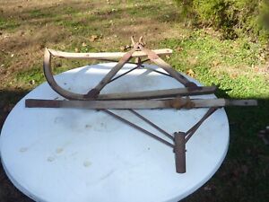 Pair Antique Horse Drawn Sleigh Sled Carriage Runner Skis Primitive Lot 2