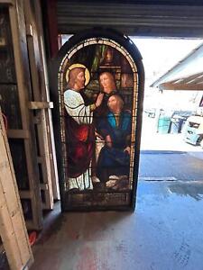 Antique Stained Glass Christ Window From A Closed Church Ka603