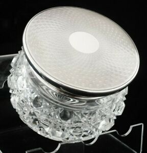 Immaculate Sterling Silver Cut Glass Powder Jar Birmingham 2000