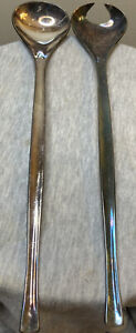 Mcm Holiday Pair Salad Servers Silver Plate 13 Long Open End On One