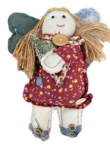 Vtg Handmade Quilt Doll Angel Primitive Cloth Folk Art Ragdoll Christmas