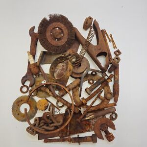50 Pieces Of Rusted Metal Assemblage Industrial Salvage Rusty Wire Farm Tools