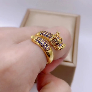 Ring Dragon Gem Jewelry Gold Micron Men Women Naga Thai Buddha Amulet
