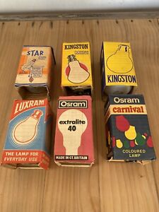 Vintage Light Bulb Lot Of 6 Pieces All Made In England Rare Mint