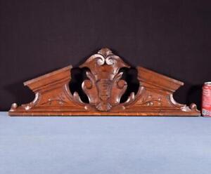 27 French Antique Crest Pediment Crown In Solid Oak Wood Highly Carved