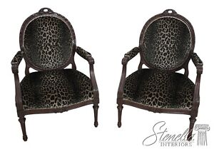 63212ec Pair French Louis Xvi Style Arm Chairs W Cheetah Print Upholstery
