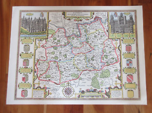 Map Of Surrey By John Speed 1611 48 X 36cm 1970 S Reproduction