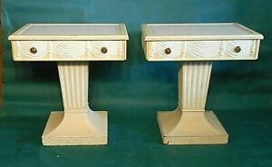 A Great Pair Of Mid Century Art Deco Swag Carved Pedestal Tables