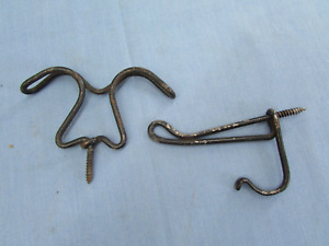 Vintage Rustic Twisted Wire Screw In Coat Hat Hooks School Farm House Set Of 2