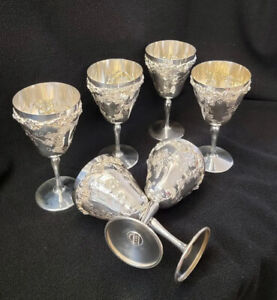Barbour Silver Co International S Co 5336 Hand Chased 6 Wine Goblet Chalice