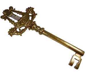 Antique Victorian Skeleton Large Old Key Ornamented In Solid Bronze Our Brass