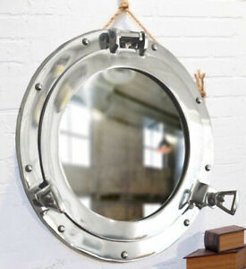 12 Porthole Mirror Silver Finish Nautical Maritime Decor Ship Cabin Window
