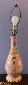 Mid Century Modern Pink And Gold Table Lamp Bowling Pin Style With Sticker