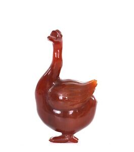 1930 S Chinese Red Agate Carnelian Carved Carving Goose Duck Swan Bird 134 Gram