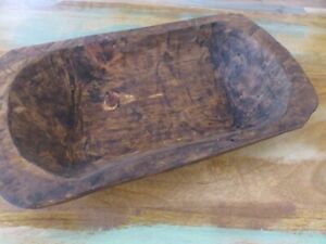 Carved Wooden Dough Bowl Primitive Wood Trencher Tray Rustic Home Decor 9 3 4 