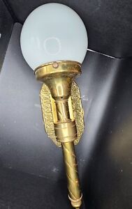 Vintage Brass Wall Sconce Light Fixture Electric Reclaimed Original To 1954house