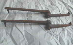 Antique Pair Of Blacksmith Hand Forged Barn Door Gate Hinges Hook Pintle Strap