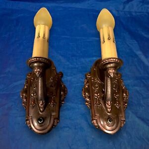 Pair Restored Antique Riddle Co Wall Sconces Newly Wired Wall Lights 21d