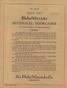 Rare 1915 Globe Wernicke Sectional Bookcase Price List Now Lower Priced Color