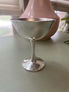 One Vintage Golem Silverplated Champagne Wine Goblet Glass 4 1 2 Tall