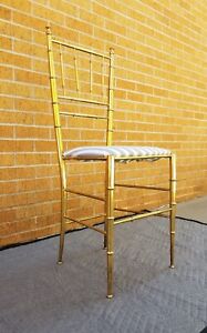 Italian Brass Chiavari Chair Faux Bamboo Hollywood Regency Mcm Bedroom Vanity