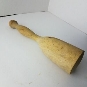Antique Turned Wood Masher Mallet 11 In Long 2 5 8 In Diameter