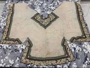 Antique Chinese Hand Embroidery Qing Dynasty Silk Robe Cape Shawl